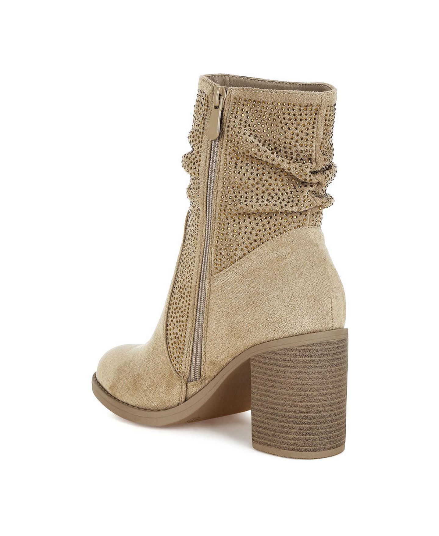 Женские ботинки London Rag Chinar Rhinestone Studded Slouchy Ankle, цвет: Бежевый — фото 2