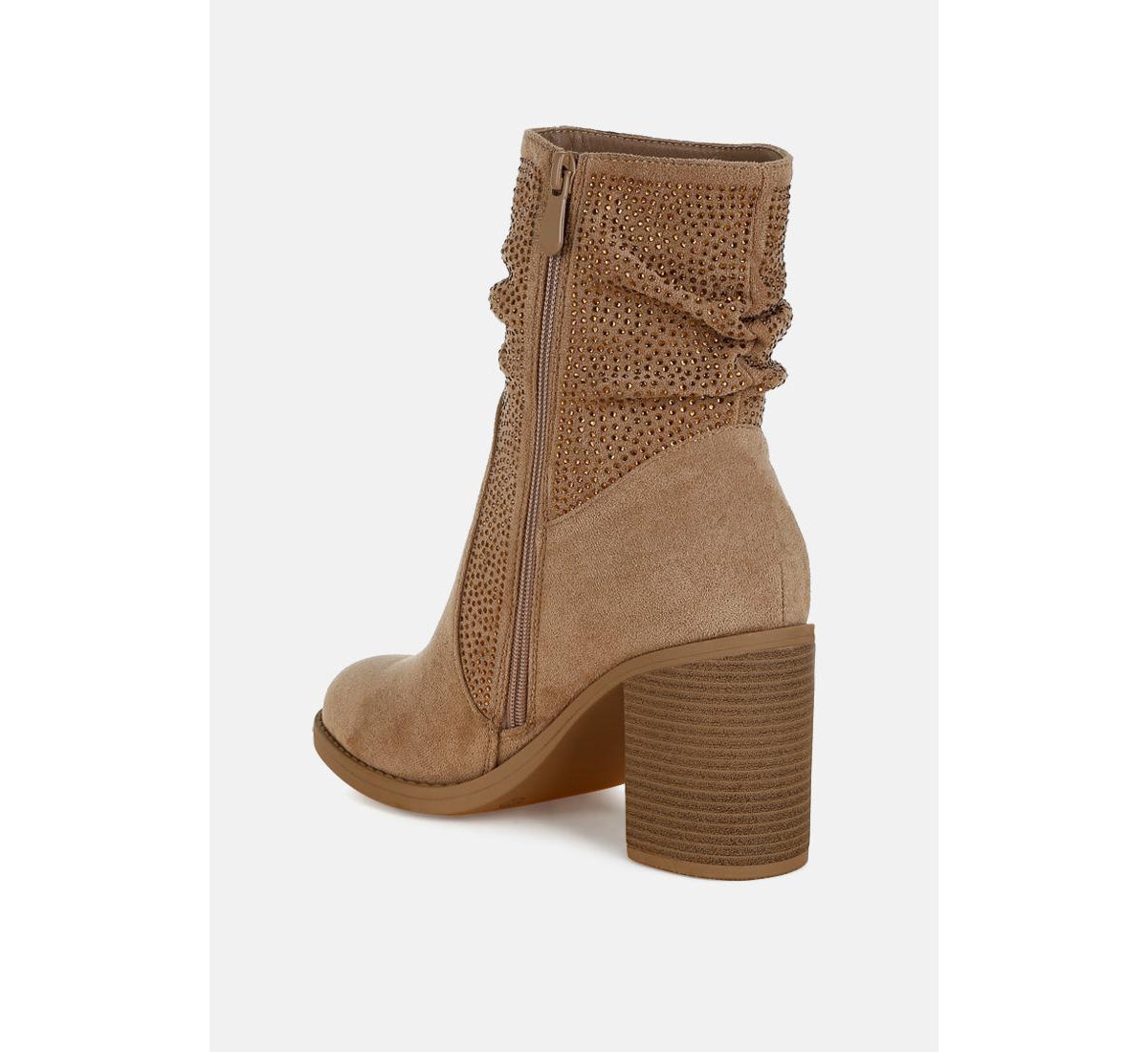 Chinar Rhinestone Studded Slouchy Ankle Boots