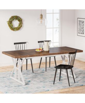 Farmhouse Dining Table for 6, 70.8'' Rectangular Wood Dining Table, Rustic Kitchen Table with Heavy Duty Metal Legs, for Dining Room, Black Friday Deals 2024