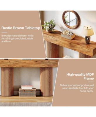 Farmhouse Console Table, 63-Inch Long Wooden Entryway Table Behind The Couch, Modern Narrow Entrance Foyer Accent Table Sofa Table