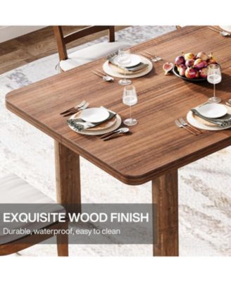 Wood Dining Table for 4-6 People, 63-Inch Farmhouse Kitchen Table with Solid Wood Legs, Rectangular Dinner Table