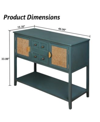 Console Table with Rattan 2 Drawers, Accent Sofa Table Entryway Table with Cabinet Storage, Narrow Wood Sofa Table, 2 Tier Long Behind Couch Table for Living Room