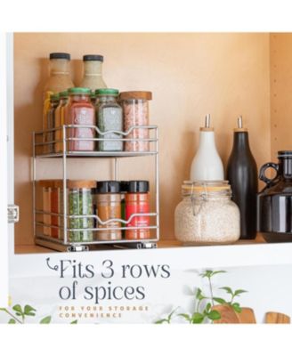 6.5"x10.38" 2-Tier Pull-Out Spice and Can Cabinet Organizer