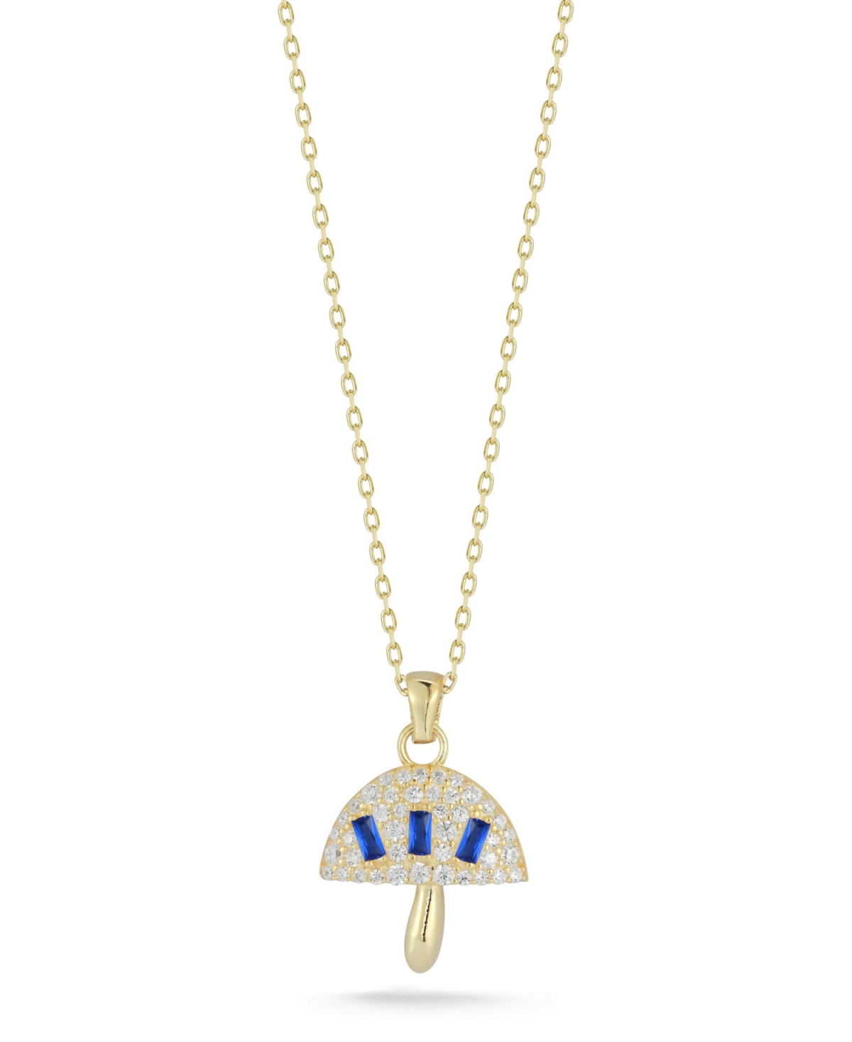 14K Gold Plated Sterling Silver Mushroom Pendant Necklace - White