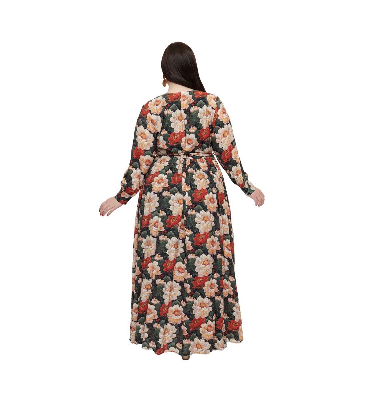 Unique Vintage Plus Size 1970s Farrah Maxi Dress - White  red floral