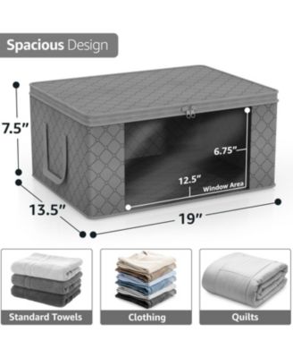 3 Pack Foldable Storage Bag Organizers - Great for Clothes, Blankets, Closets, Bedrooms, and More (Grey)