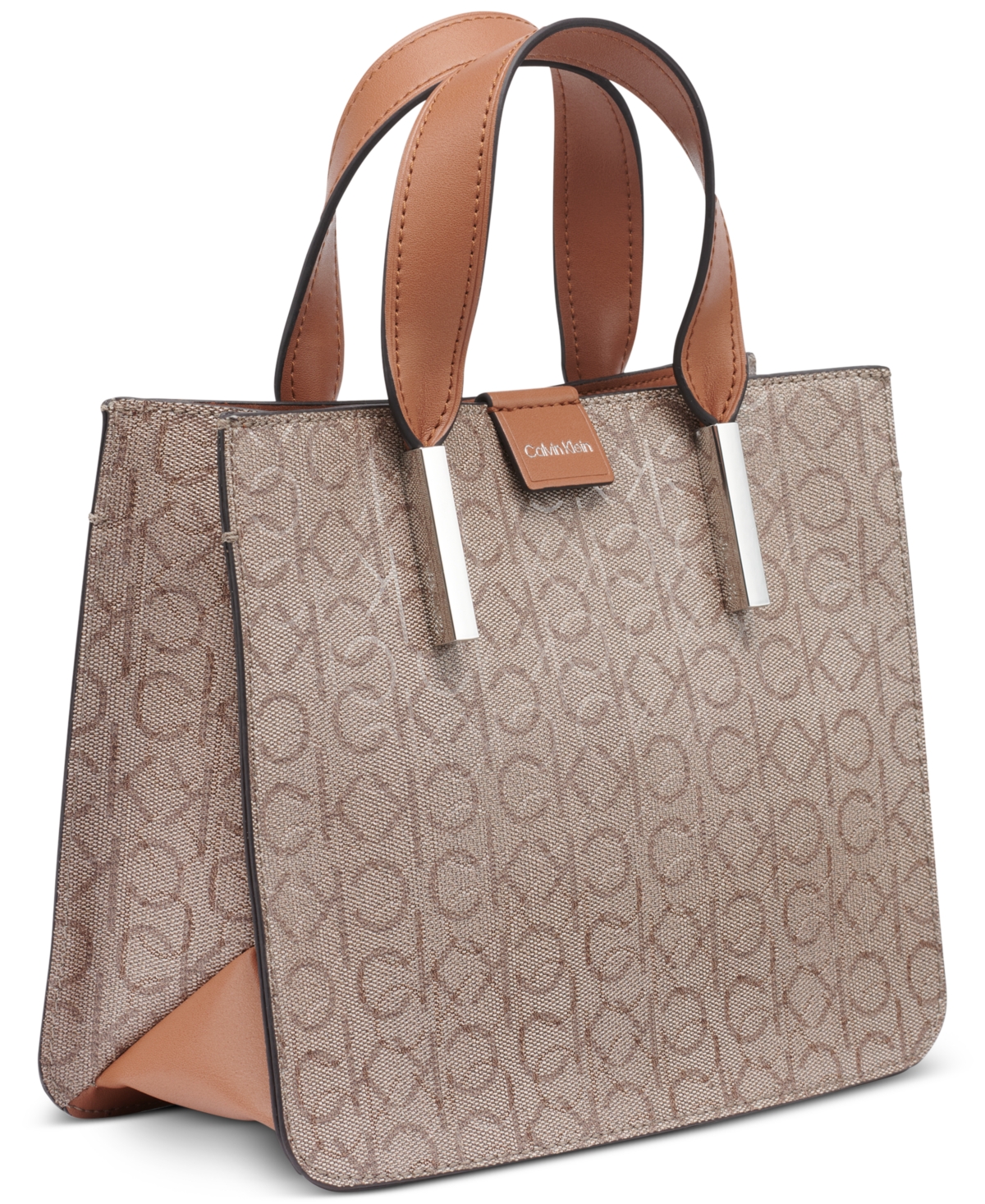 Calvin Klein Audrey Signature Convertible Crossbody In Brown