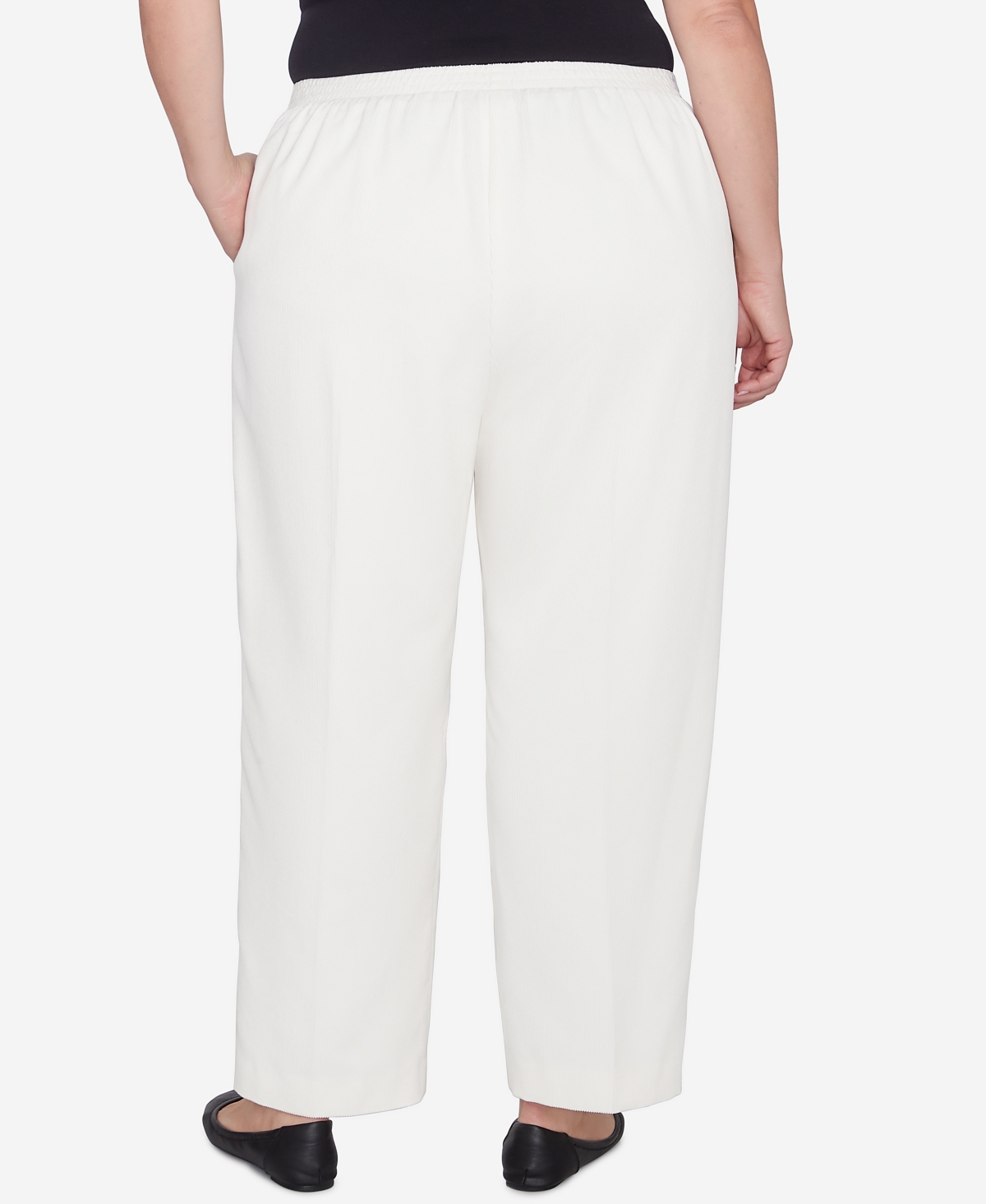 Alfred Dunner Plus Size Copenhagen Soft Heather Microfiber Average Length Pants In Winter White