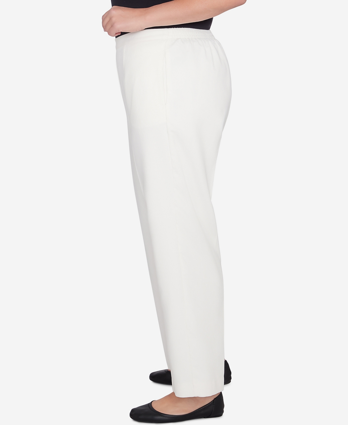 Alfred Dunner Plus Size Copenhagen Soft Heather Microfiber Average Length Pants In Winter White