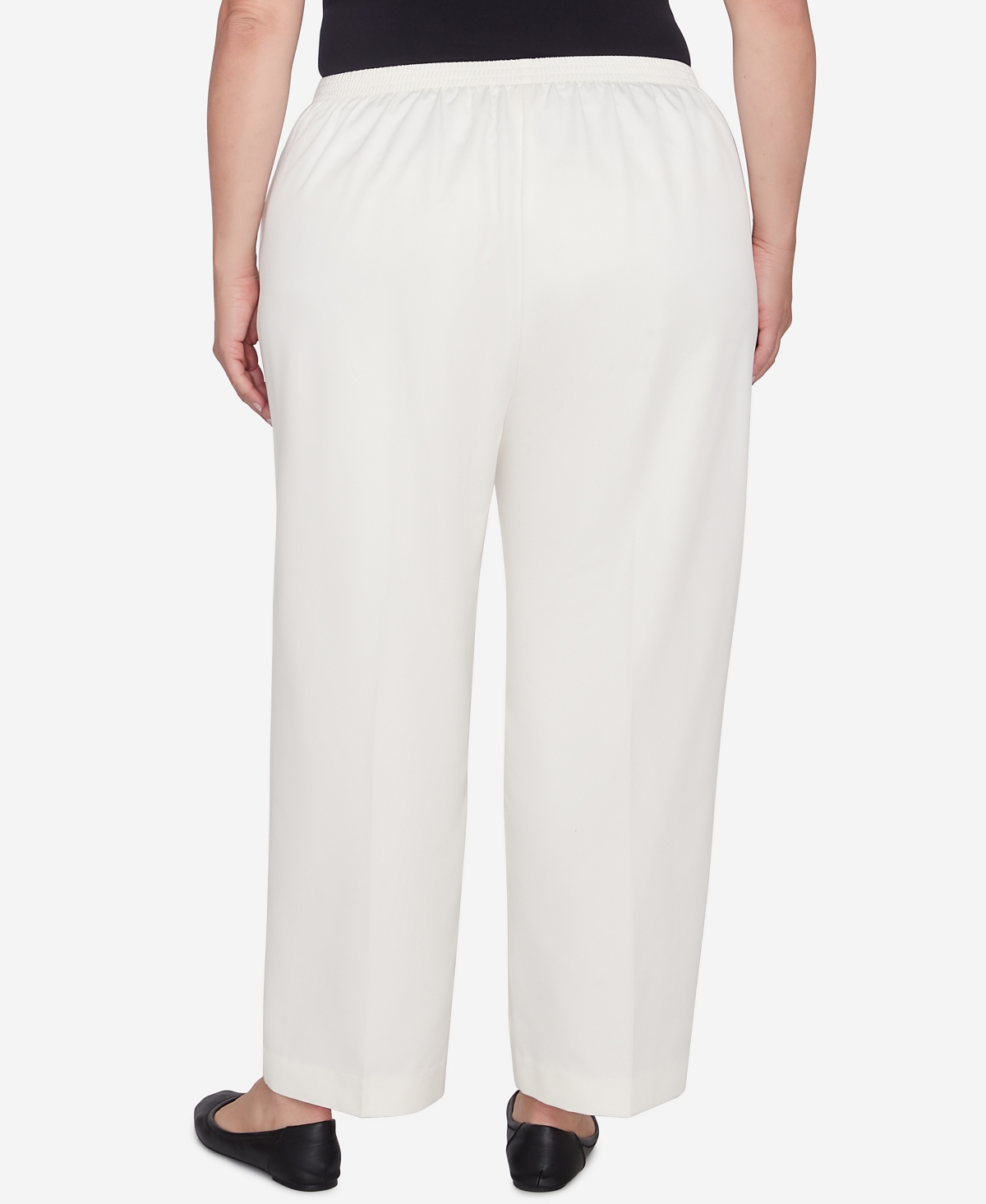 Alfred Dunner Plus Size Copenhagen Soft Heather Microfiber Average Length Pants In Winter White