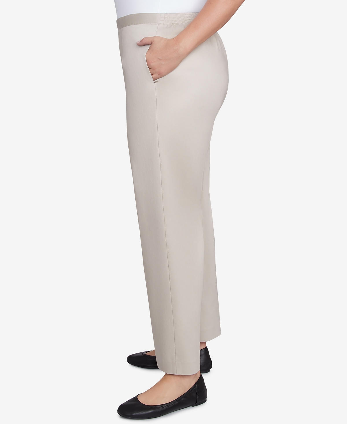 Alfred Dunner Plus Size Coming Up Roses Sateen Woven Average Length Pants In Neutral