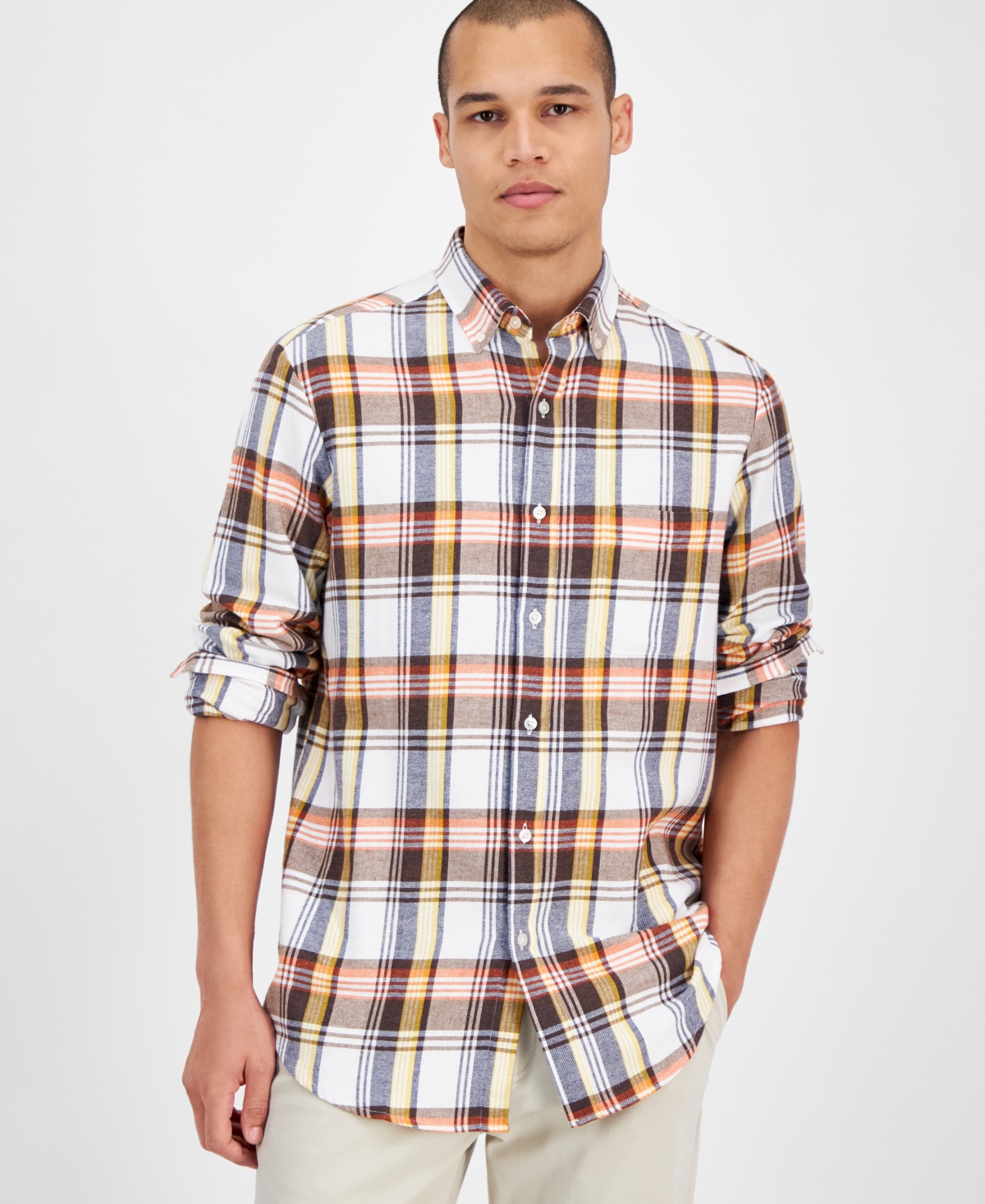 Men's Regular-Fit Plaid Flannel Shirt, Created for Macy's - Bonsai