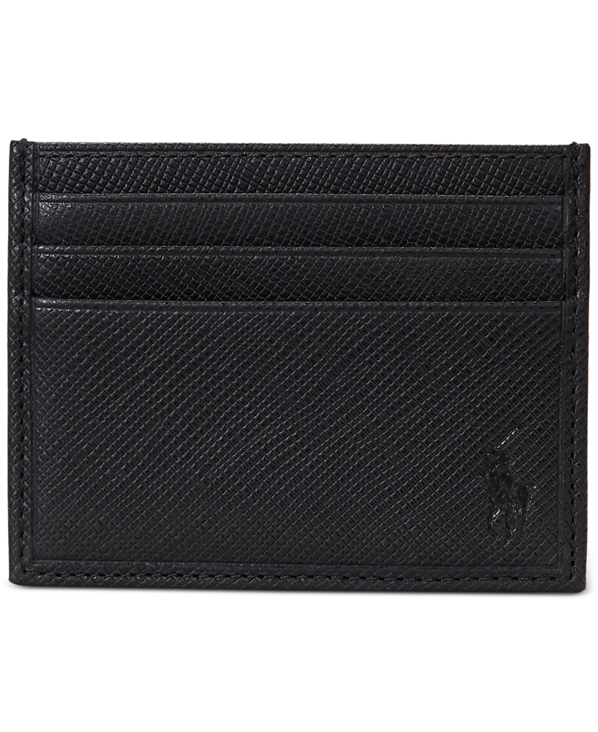 Polo Ralph Lauren Men's Saffiano Leather Card Case In Black