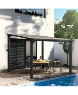 Hardtop Outdoor Gazebo Pergola Aluminum Framed with Sloping Pitched Roof for Garden, Patio