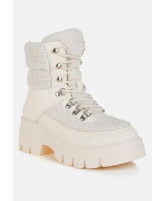 Wellerman Faux Fur Detail Chunky Hiker Boots