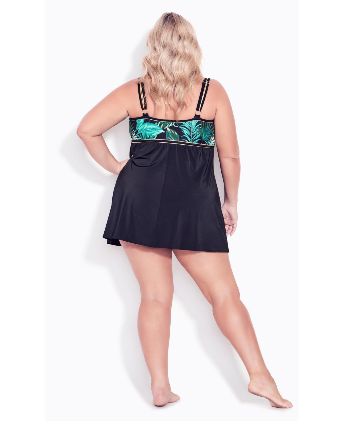 Avenue Plus Size Empire Print Swim Dress