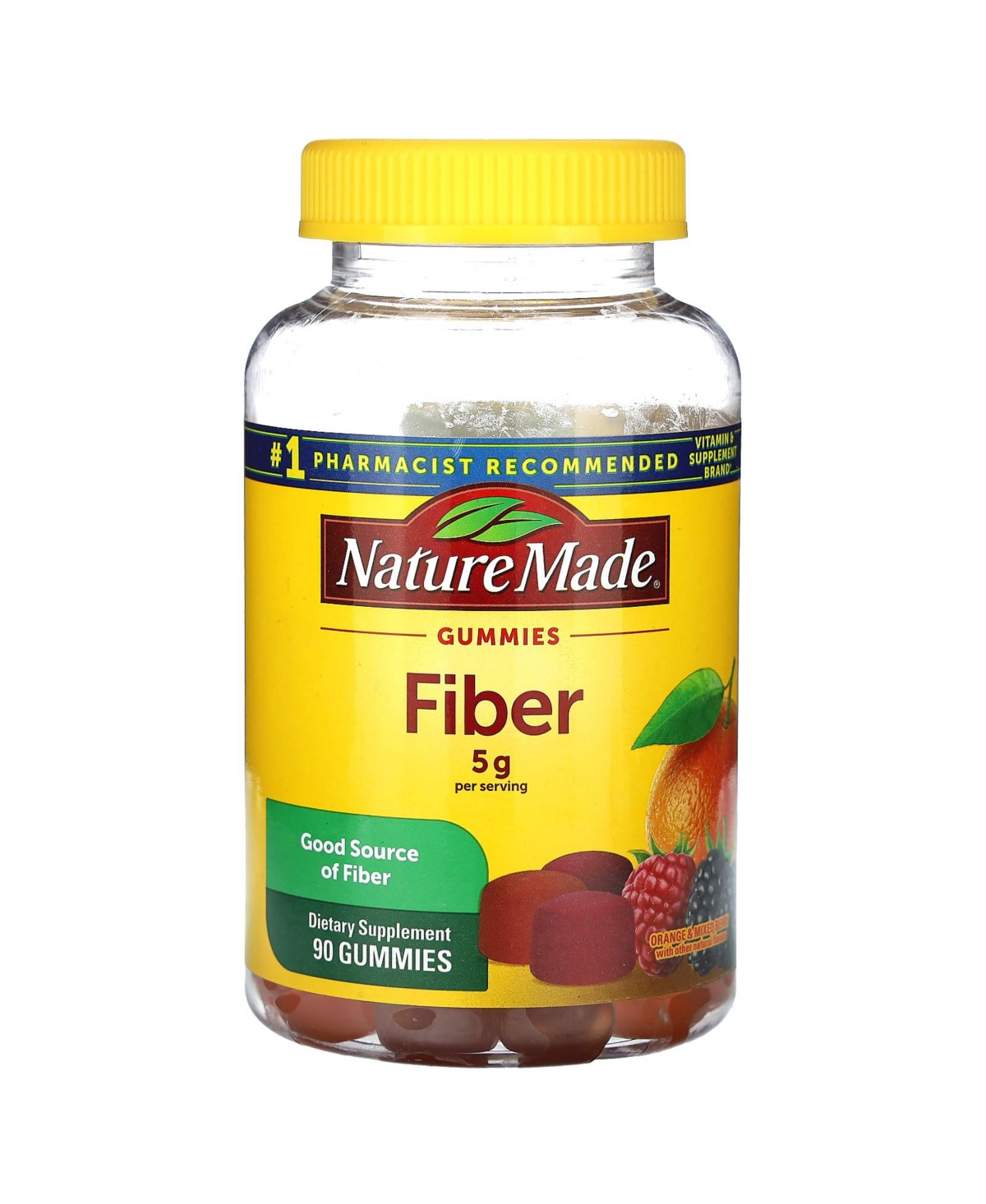 Fiber Gummies Orange & Mixed Berry - 90 Gummies (1.6 g per Gummy)