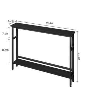 5.9" Narrow Sofa Table, 2 Tier Skinny Console Table with Adjustable Shelf, Slim Behind Couch Table for Living Room, Entryway, Hallway, Foyer