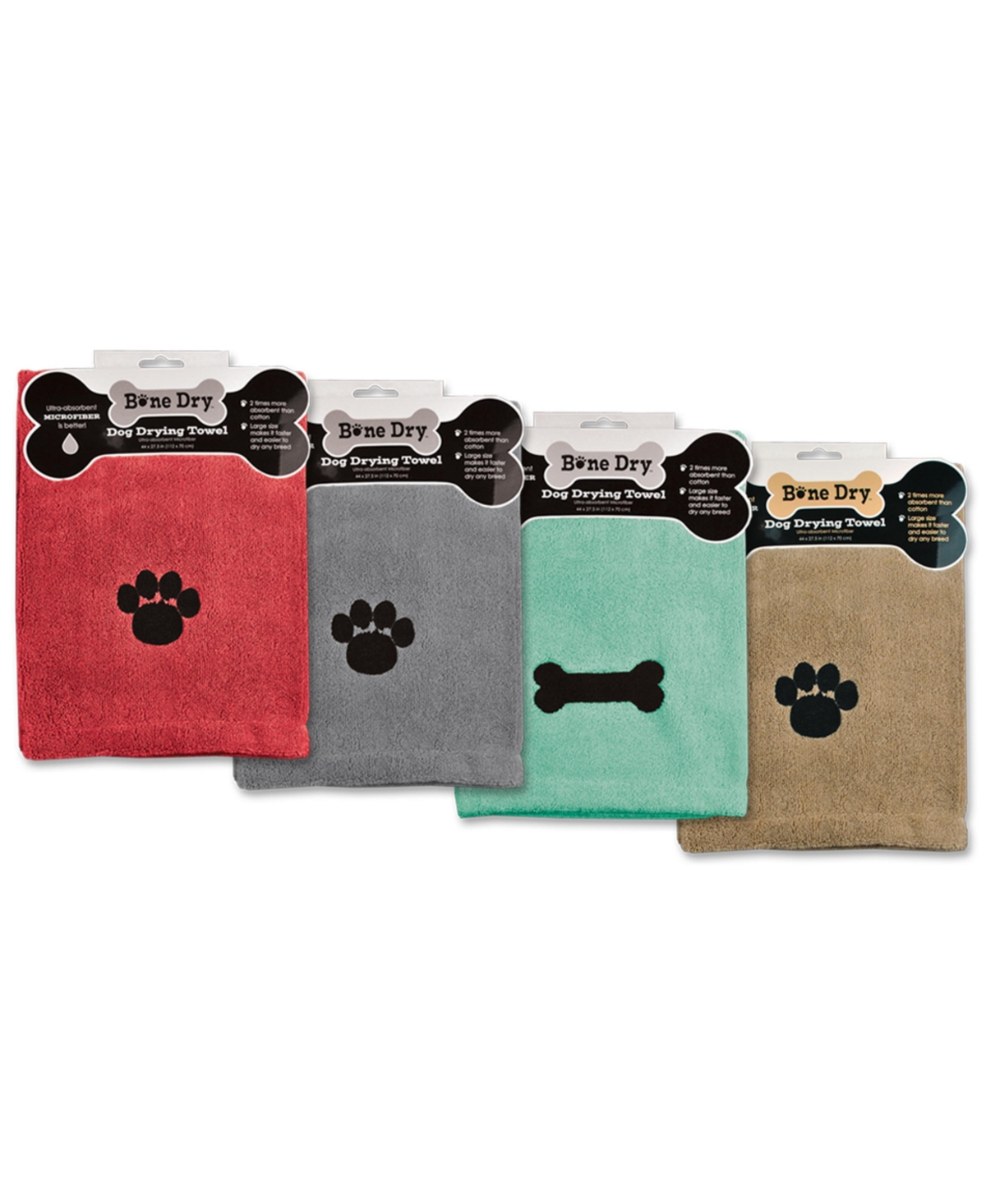 Bone Dry Pet Microfiber Towel Embroidered Paw Print 41x23.5-inch