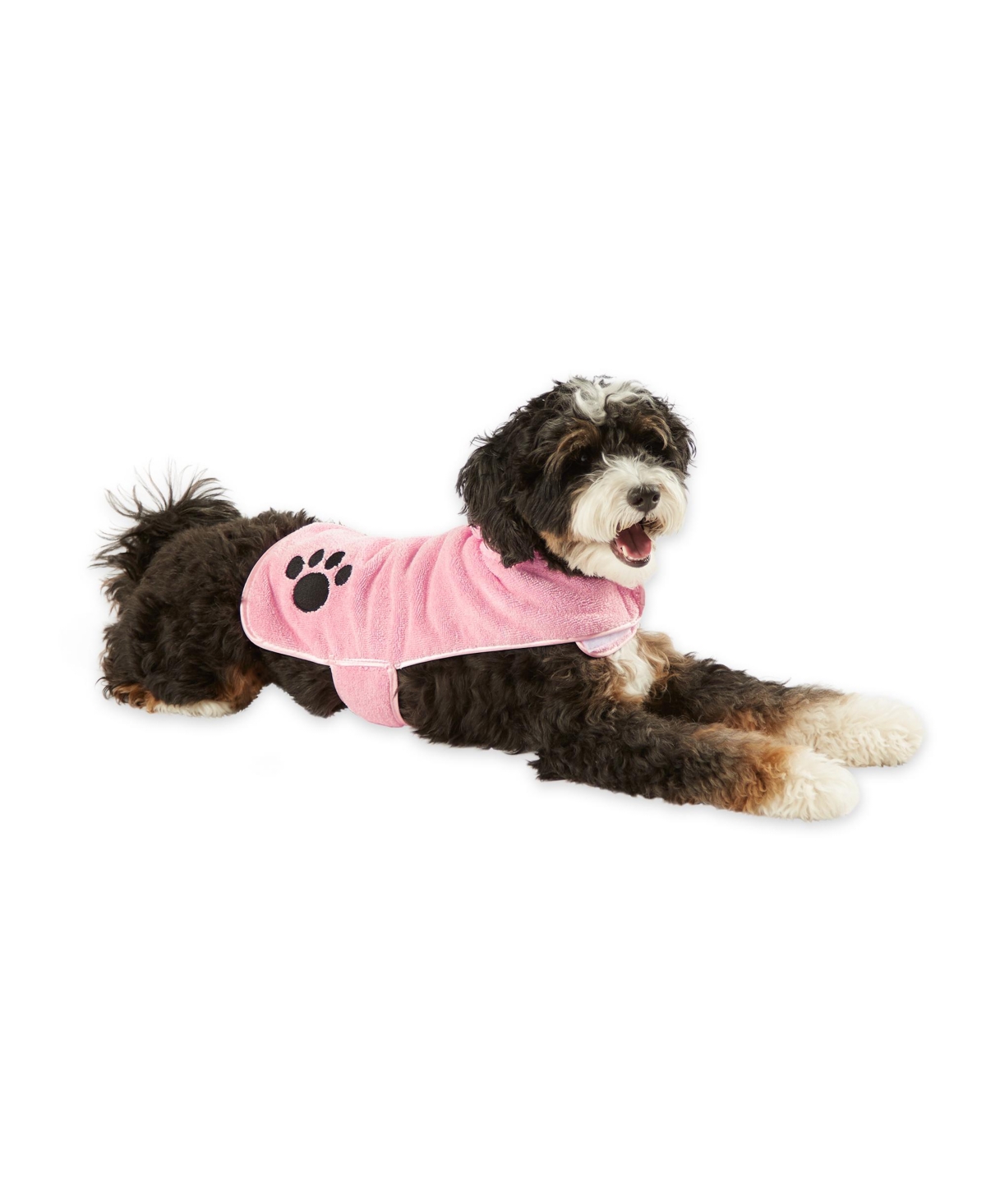 Terry Microfiber Pet Robe Embroidered Paw Print - Pink