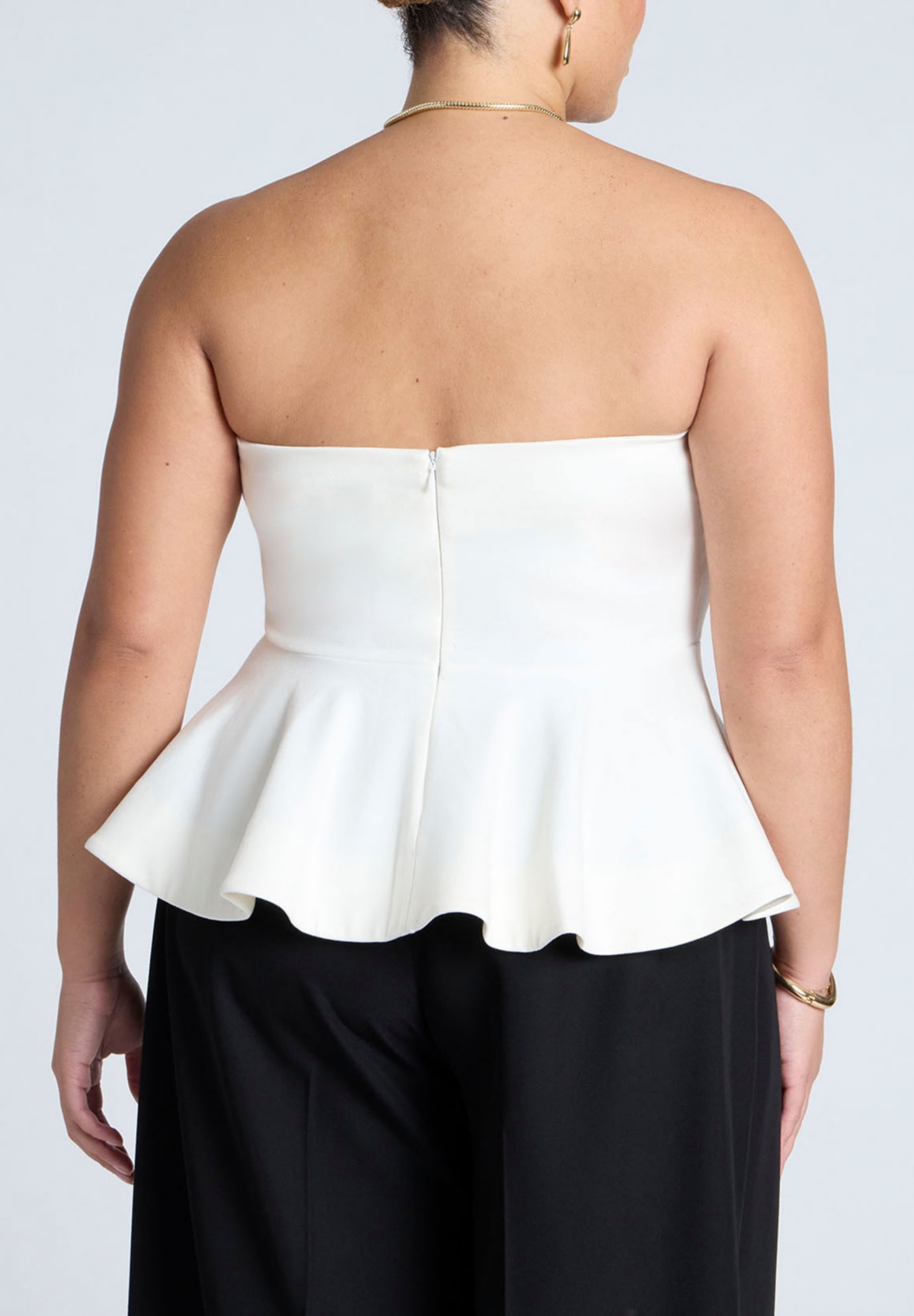 Eloquii Women's Plus Size Strapless Flared Peplum Top
