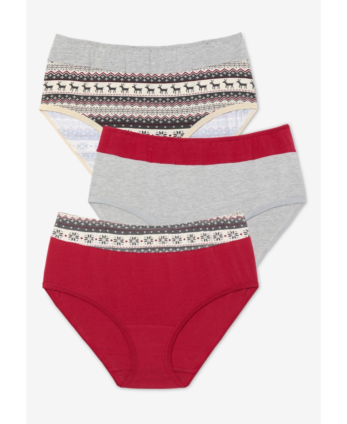 Comfort Choice Plus Size Full Coverage Stretch Cotton Color Block Brief 3-Pack