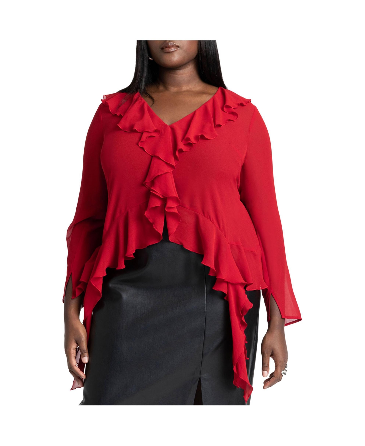 Eloquii Plus Size Ruffle Trim Blouse