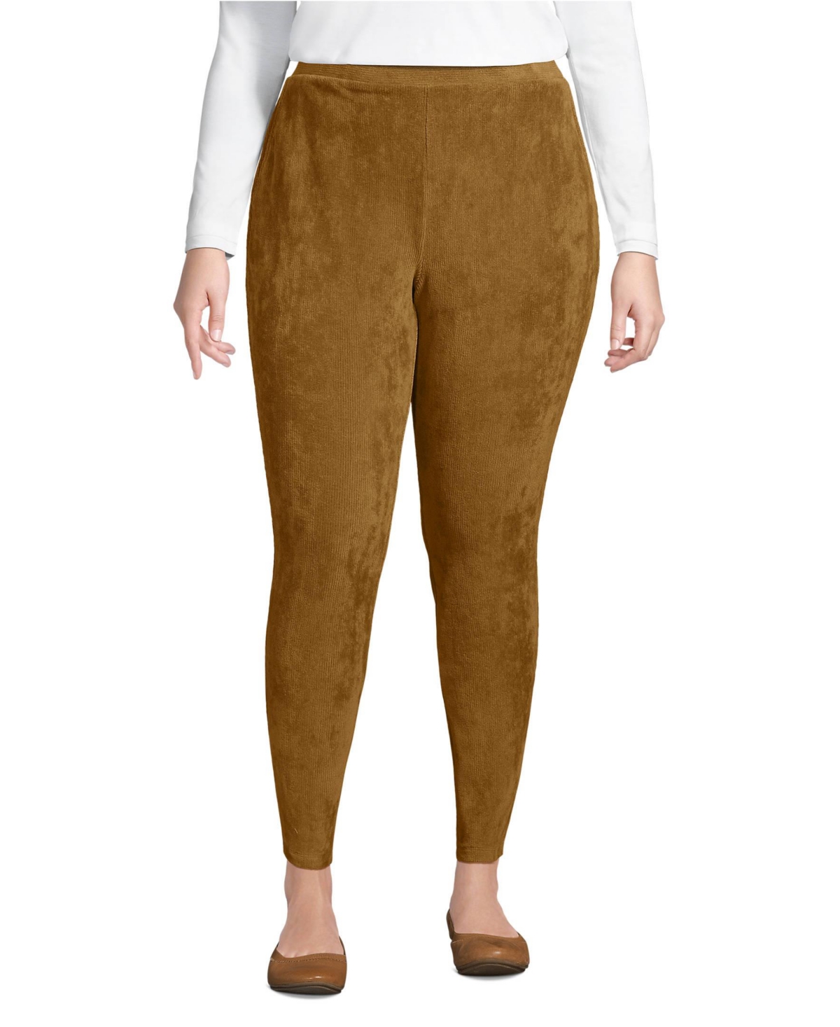 Lands' End Plus Size Sport Knit High Rise Corduroy Leggings