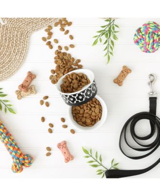Bone Dry Lattice Paw Print Pet Bowl Set/2
