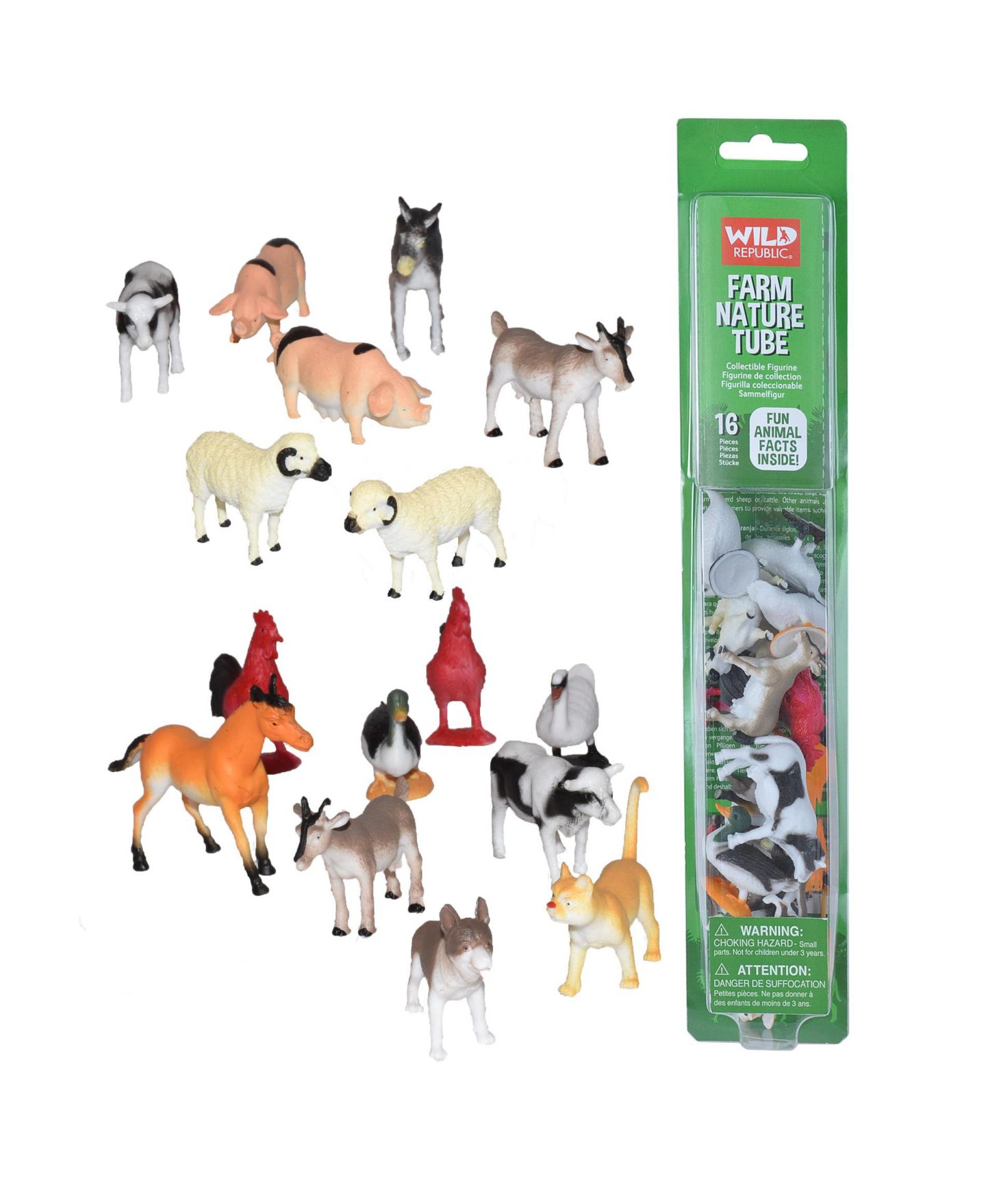 Детские фигурки Wild Republic Farm Animals Nature Tube 16-Piece Figurines, Ages 3+ — фото 1