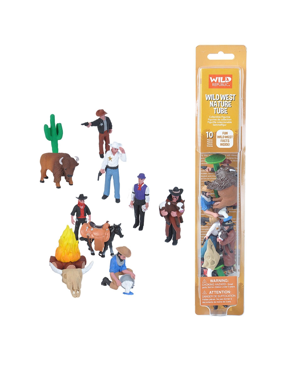 Wild Republic Nature Tube Wild West Figurines, 10 Pieces