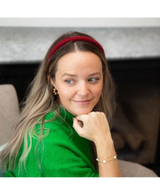 Padded Thin Velvet Headband - Crimson Red