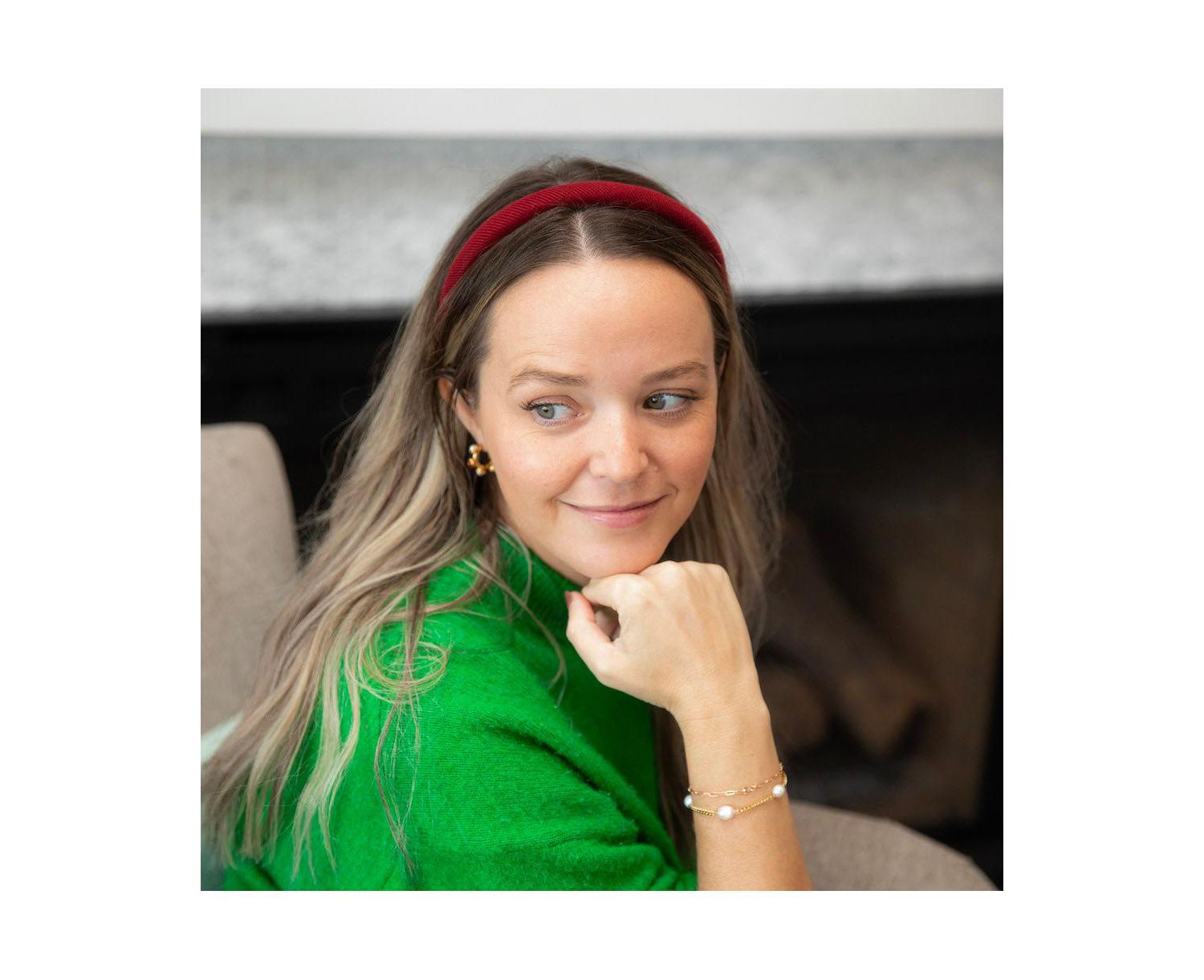 Padded Thin Velvet Headband - Crimson Red