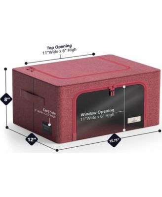 2 Pack Small Foldable Storage Box - Metal Frame, Oxford Fabric, Large Window & Handles - Organization for Bedroom, Linens & Clothes (Pink)