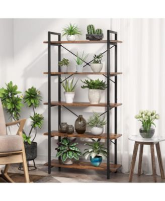 5 Tier Bookshelf, Modern Etagere Bookcase with Metal Frame, Tall Book Shelf Unit for Living Room, Study, Home Office, Black Friday Deals