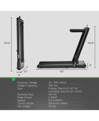 2.25HP Folding Treadmill 2-in-1 Walking Running Machine w/ APP & Remote Control