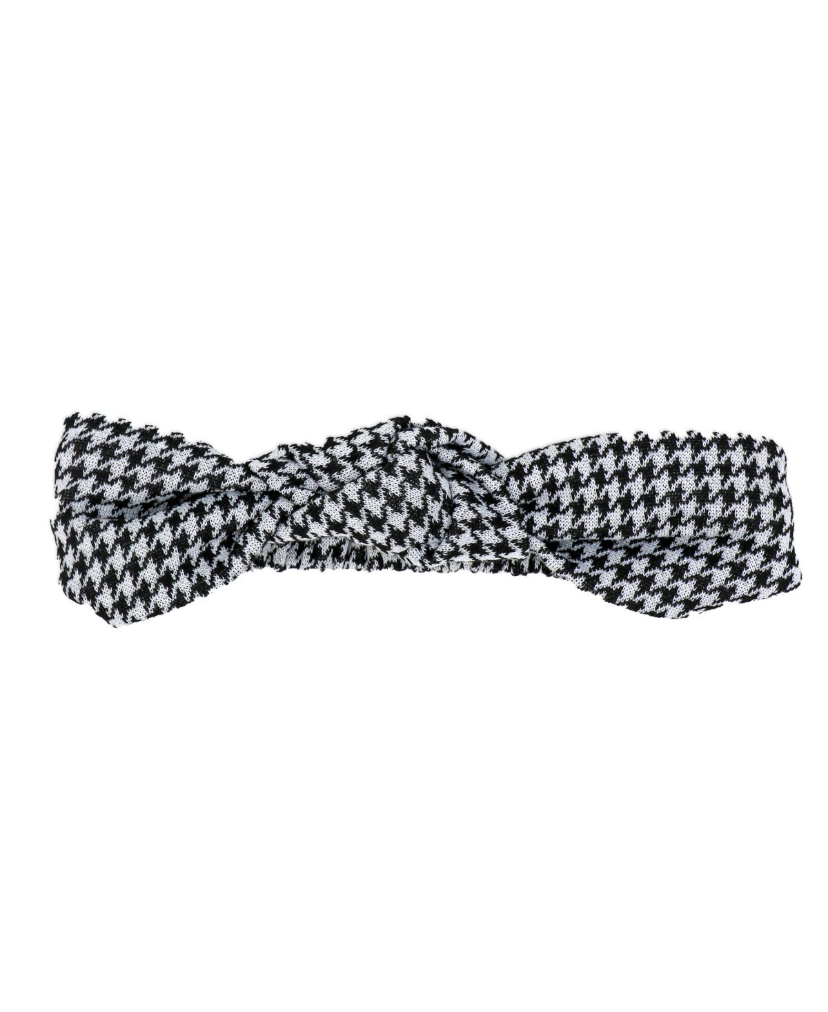 Baby Mode Baby Girls Houndstooth Ponte Bell Pant, Bodysuit and Headband, 3-Piece Set - Black