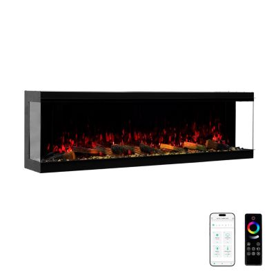 50" 3-Sided Electric Fireplace,Wall Mount/Recessed,WiFi & App Control,RGB Flame,1500W/3000W
