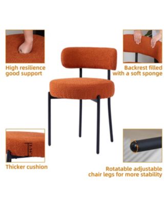 Boucle Dining Chairs Set of 4, Upholstered Kitchen Dining Room Chairs, Side Chairs with Thick Cushions and Metal Legs