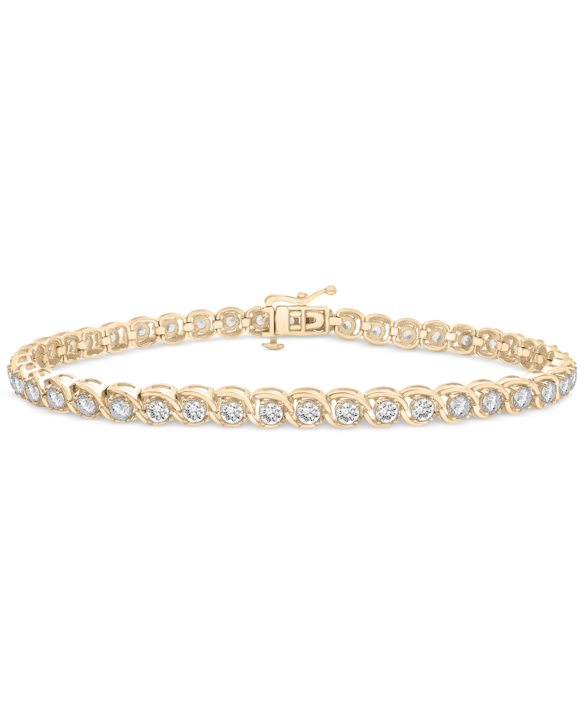 Macy's Diamond Swirl Link Tennis Bracelet (3 Ct. T.w) In 10k Gold, Exclusively At  In Yellow Gold
