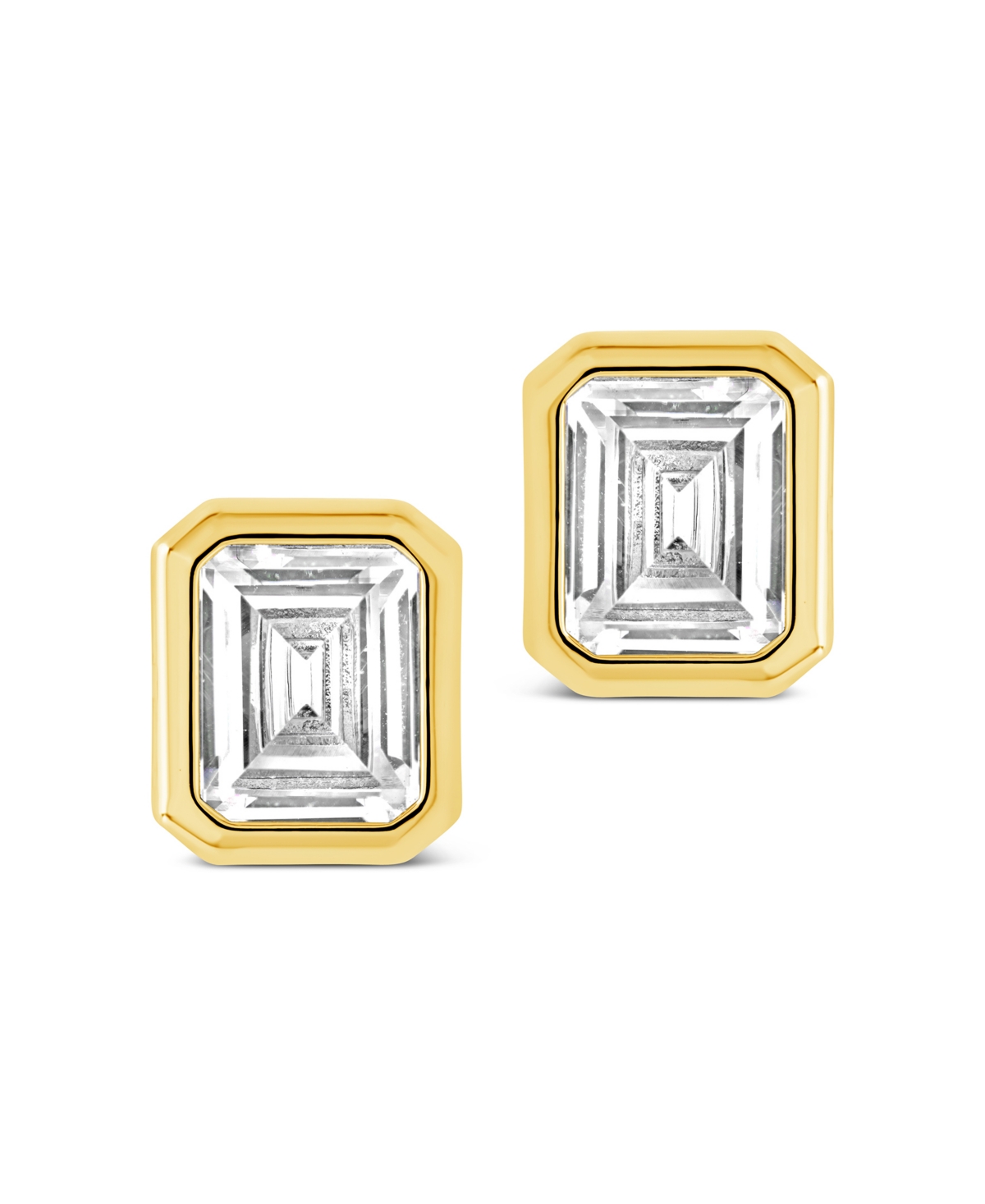 Sterling Forever Camille Bezel Cubic Zirconia Stud Earrings In Gold