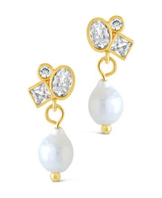 Penny Cubic Zirconia Mother of Pearl Cluster Stud Earrings