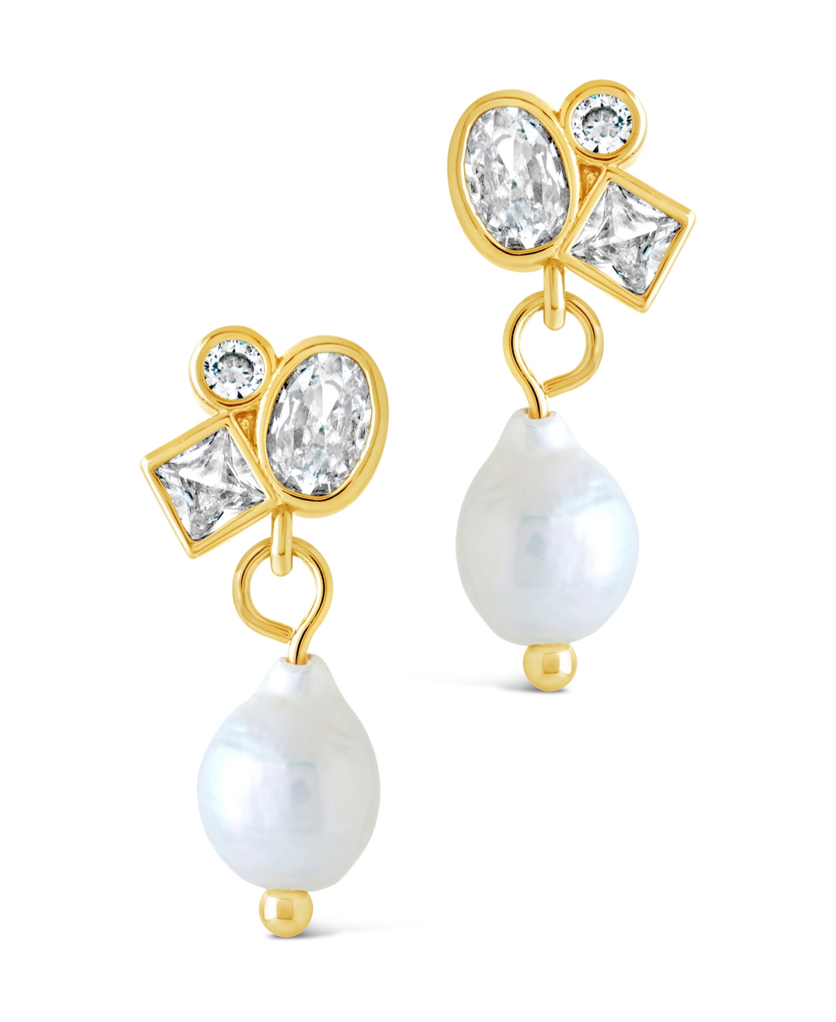 Sterling Forever Penny Cubic Zirconia Mother Of Pearl Cluster Stud Earrings In Gold