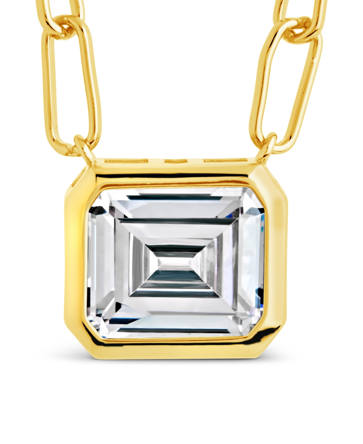 Sterling Forever Camille Bezel Cubic Zirconia Statement Necklace In Gold