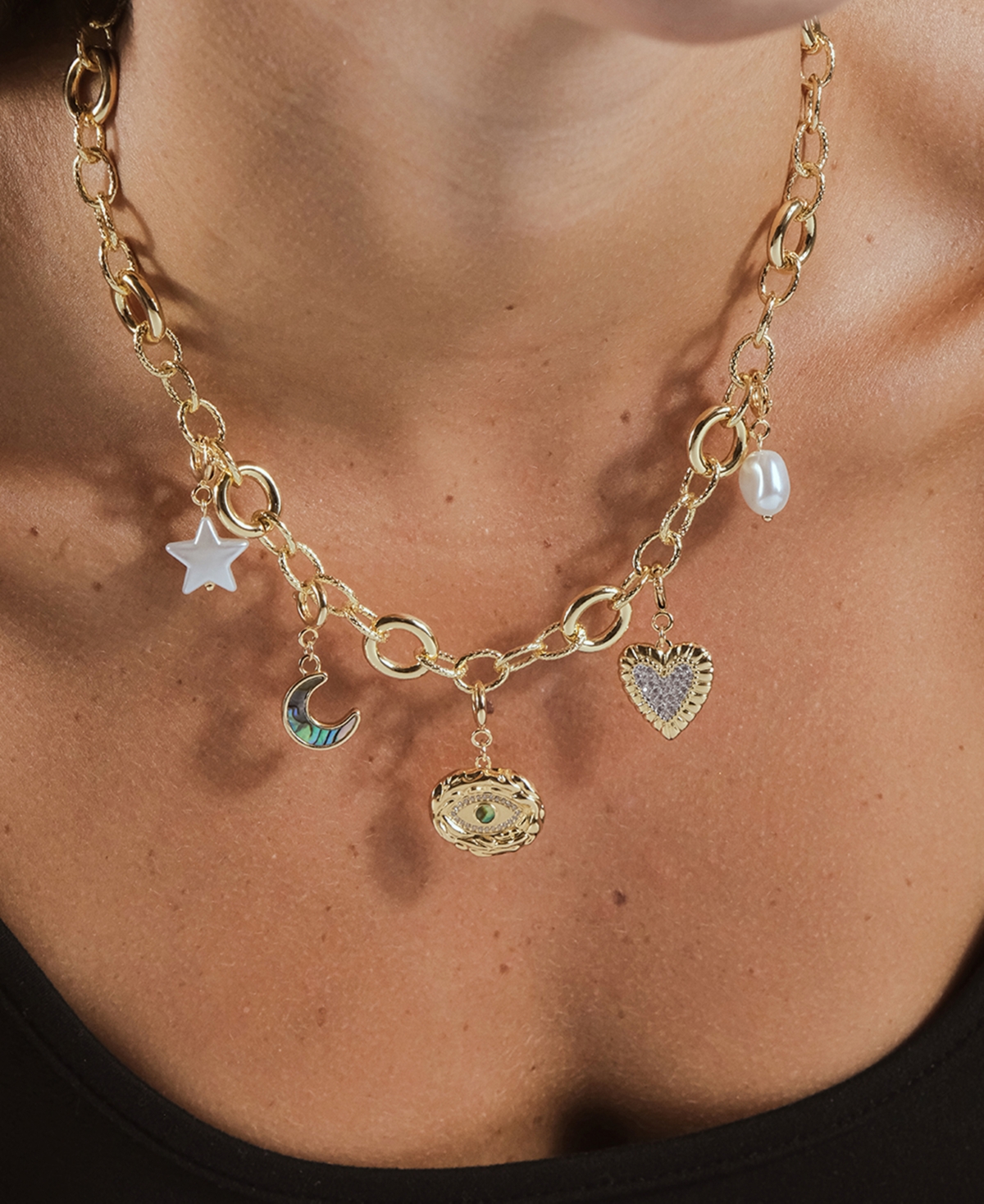 Sterling Forever Carter Round Statement Link Necklace In Gold