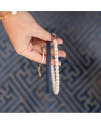 Headband Set - Blue + Pearl + Gold