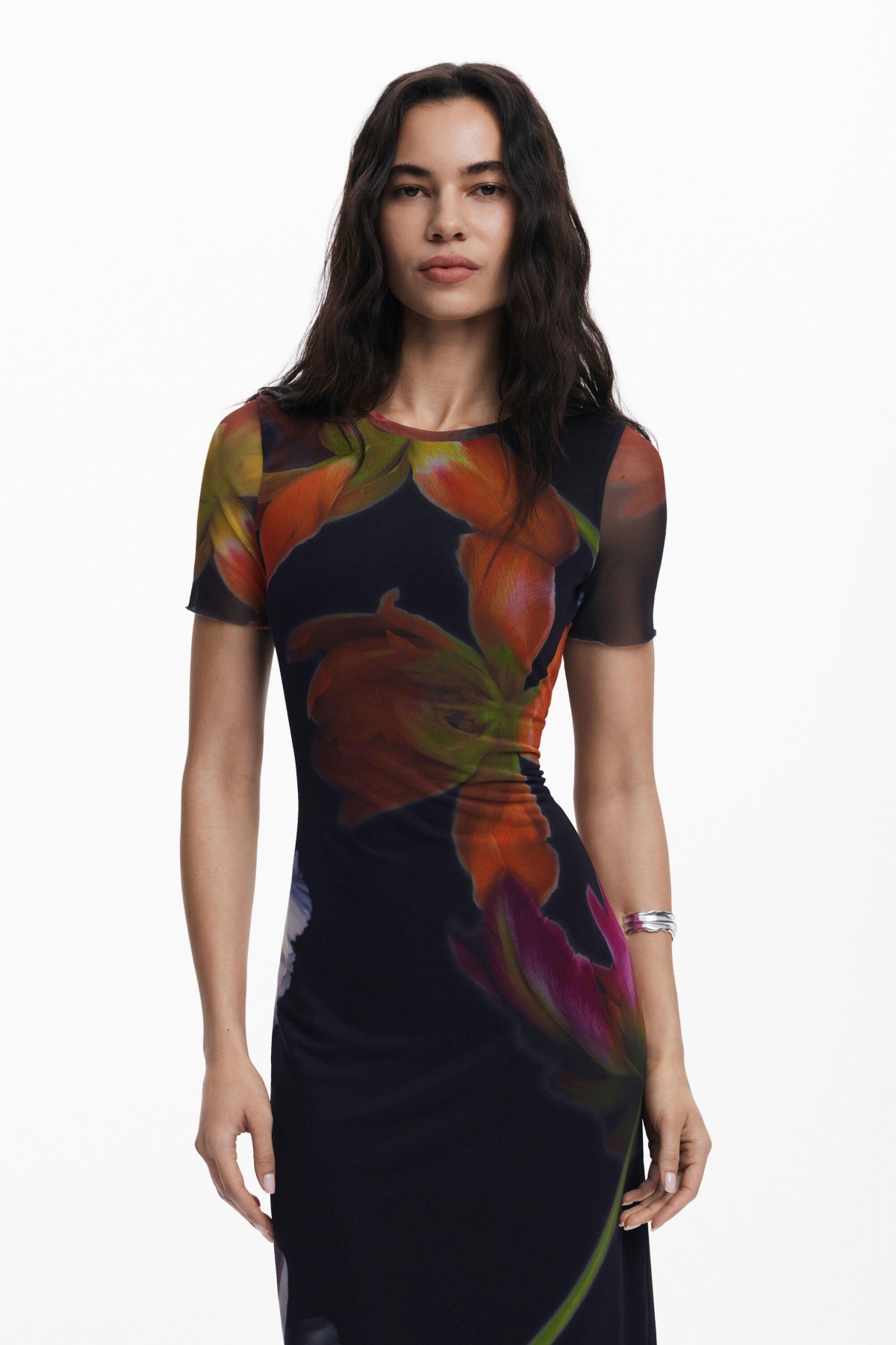 Desigual Floral-print Midi Dress In Multi