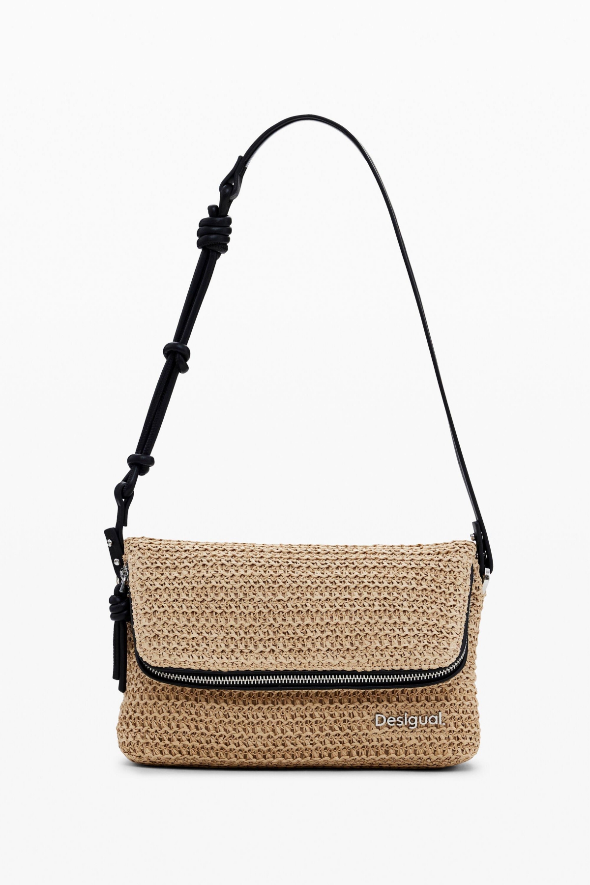 Women's Raffia crossbody bag - Dark beige