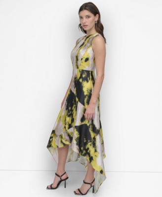 DKNY - Women's Printed Asymmetric-Hem Sleeveless Dress