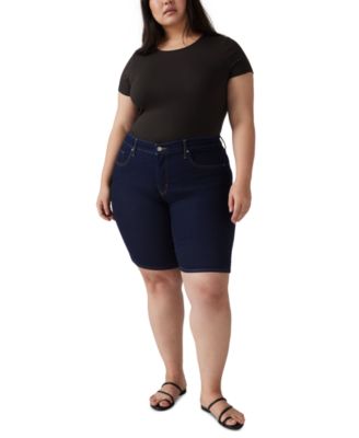Plus Size Mid-Rise Shaping Bermuda Shorts